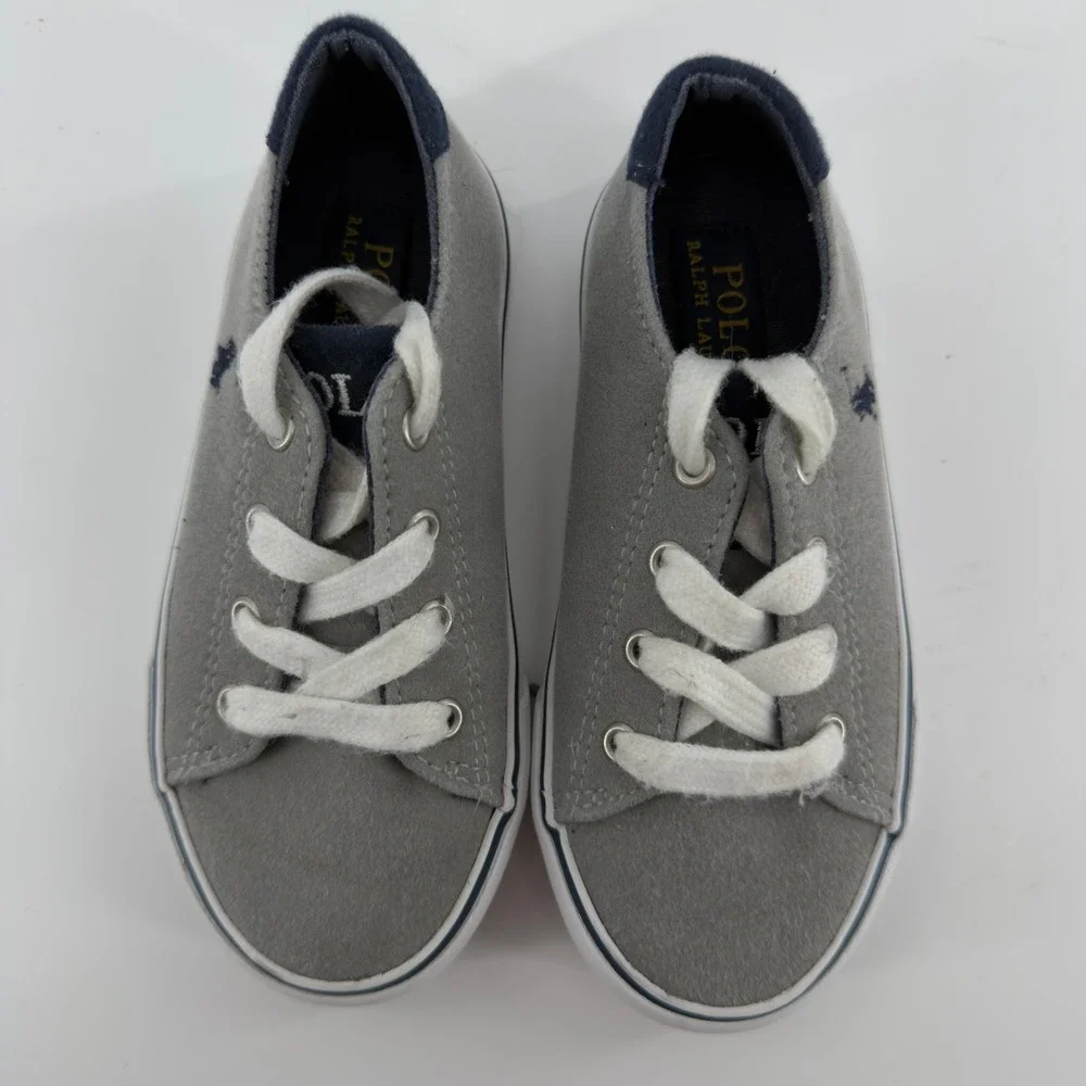 Polo Ralph Lauren Fantor III Toddler Boys Grey Navy Sneakers Size 9